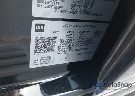 2025 Chevrolet Silverado 4Wd Short Bed Rst from USA, damaged, VIN 1GCUKEEL3SZ252206